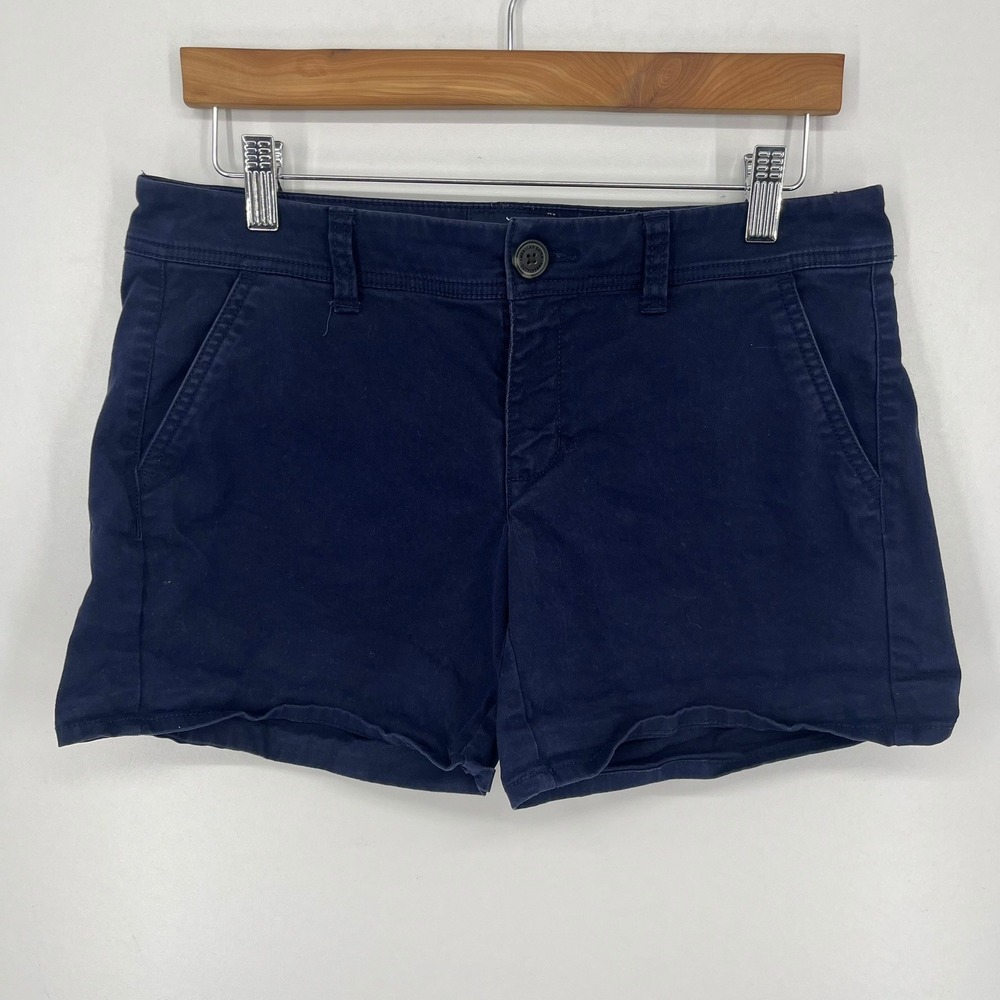 American Eagle Outfitters Navy Blue Midi Stretch Chino Shorts Womens Size 6